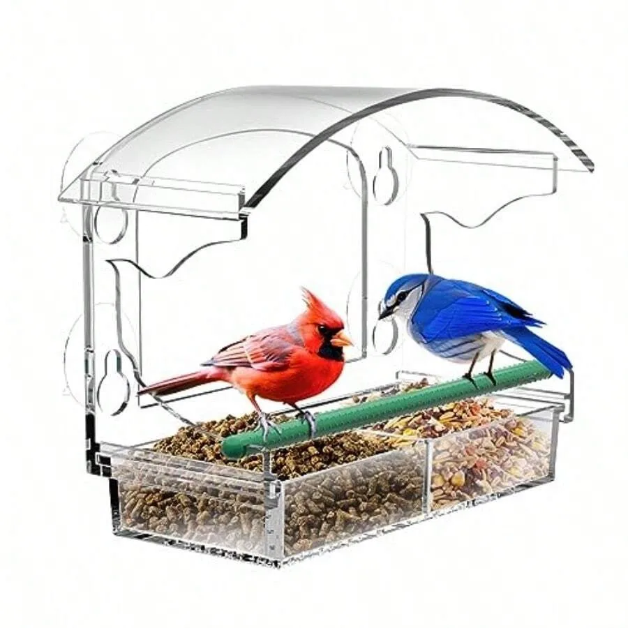 Clear Acrylic Window Bird Feeder For Outside With 4 Strong Suction Cups And Detachable Seed Tray Highly Transparent Outdoor Vie
Clear Acrylic Window Bird Feeder For Outside With 4 Strong Suction Cups And Detachable Seed Tray Highly Transparent Outdoor Vie