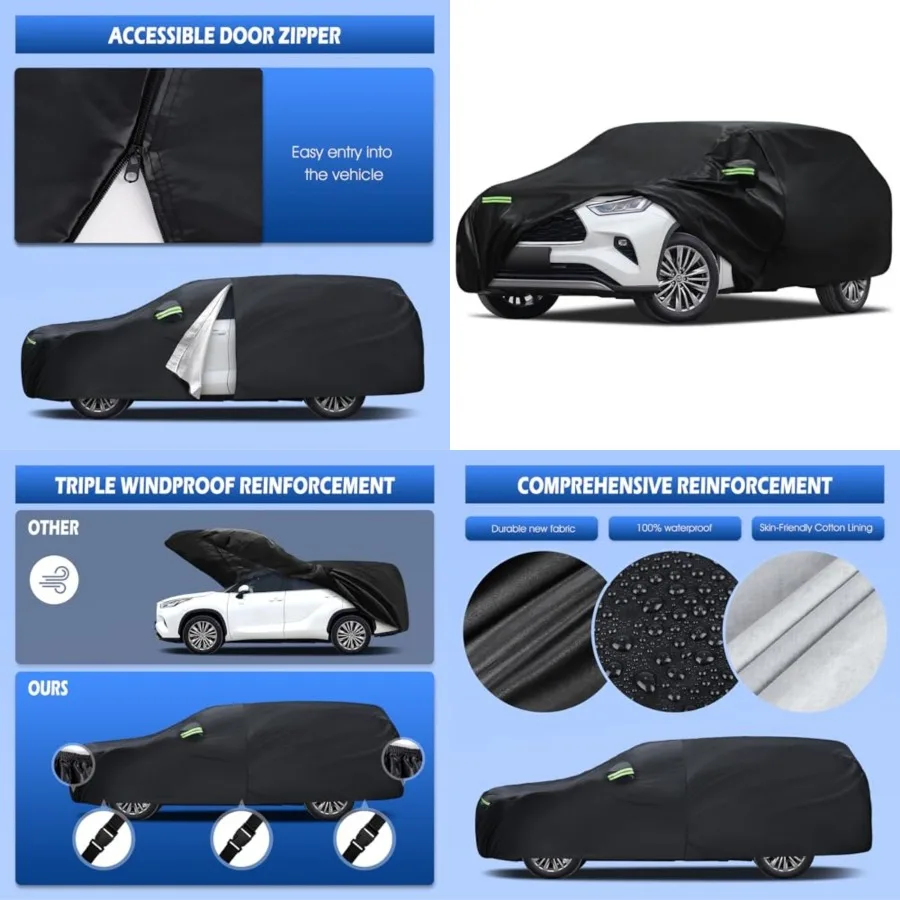 Car Cover Custom Fit for Toyota Highlander 2001-2026, Waterproof Full Exterior Cover Sun Rain Protection with Door Zipper and C
Car Cover Custom Fit for Toyota Highlander 2001-2026, Waterproof Full Exterior Cover Sun Rain Protection with Door Zipper and C