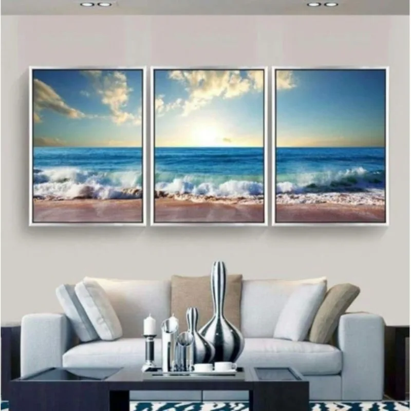 DIY full Diamond Embroidery,Round Diamond Triple Beach Living room decoration rhinestone beads Diamond painting
DIY full Diamond Embroidery,Round Diamond Triple Beach Living room decoration rhinestone beads Diamond painting