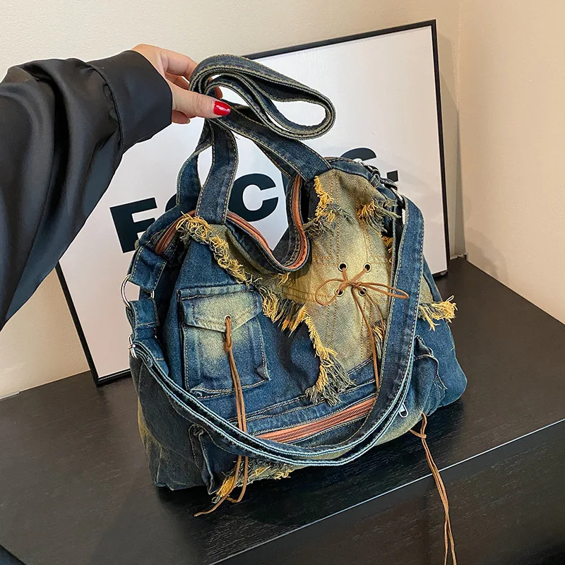 Small niche design retro vintage denim tote bag for women, y2k new spicy girl punk style single shoulder crossbody armpit bag
Small niche design retro vintage denim tote bag for women, y2k new spicy girl punk style single shoulder crossbody armpit bag