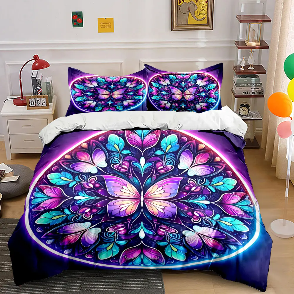 3Pcs Neon Butterfly Mandala Bedding Set, Psychedelic Print Duvet Cover + 2 Pillowcases, Boho Zen Decor
3Pcs Neon Butterfly Mandala Bedding Set, Psychedelic Print Duvet Cover + 2 Pillowcases, Boho Zen Decor