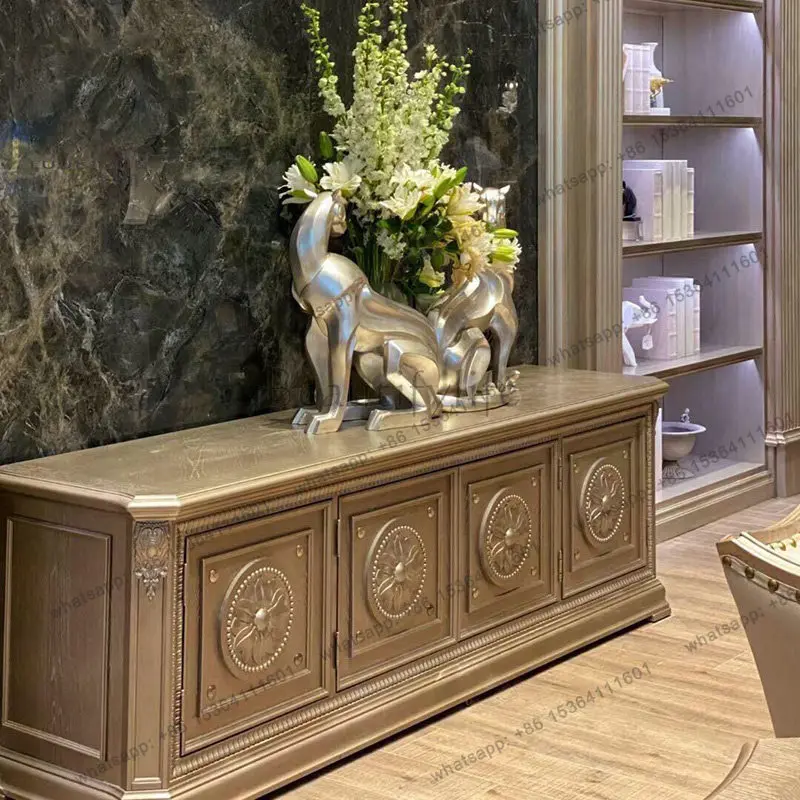 French retro solid wood coffee table TV cabinet modern carved furniture light luxury floor cabinet
French retro solid wood coffee table TV cabinet modern carved furniture light luxury floor cabinet