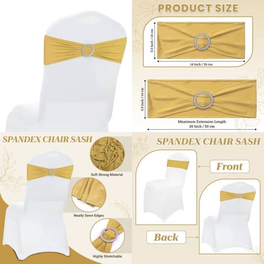 Pack of Spandex Chair Sashes Bow Premium Stretch Chair Cover Band with Buckle Slider Universal fits Elastic Dining Chair Ties f
Pack of Spandex Chair Sashes Bow Premium Stretch Chair Cover Band with Buckle Slider Universal fits Elastic Dining Chair Ties f
