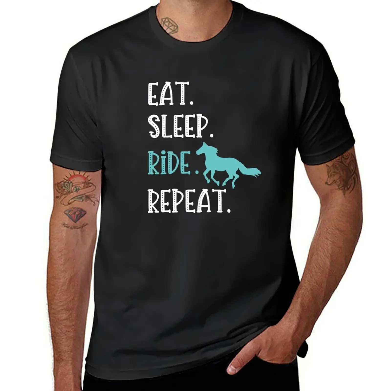 Eat Sleep Ride Horses Repeat In Aqua T-Shirt sports fans blanks korean fashion mens cotton t shirts
Eat Sleep Ride Horses Repeat In Aqua T-Shirt sports fans blanks korean fashion mens cotton t shirts