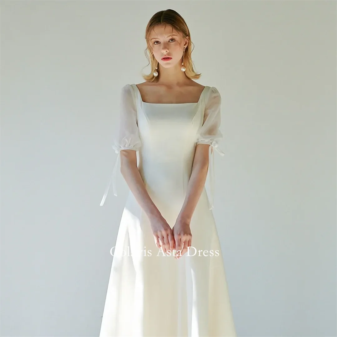 Colavis Asta Korea Square Neck White Satin A-Line Simple Wedding Dresses 웨딩드레스 Custom Made Photoshoot Bride Gowns Plus Size
Colavis Asta Korea Square Neck White Satin A-Line Simple Wedding Dresses 웨딩드레스 Custom Made Photoshoot Bride Gowns Plus Size