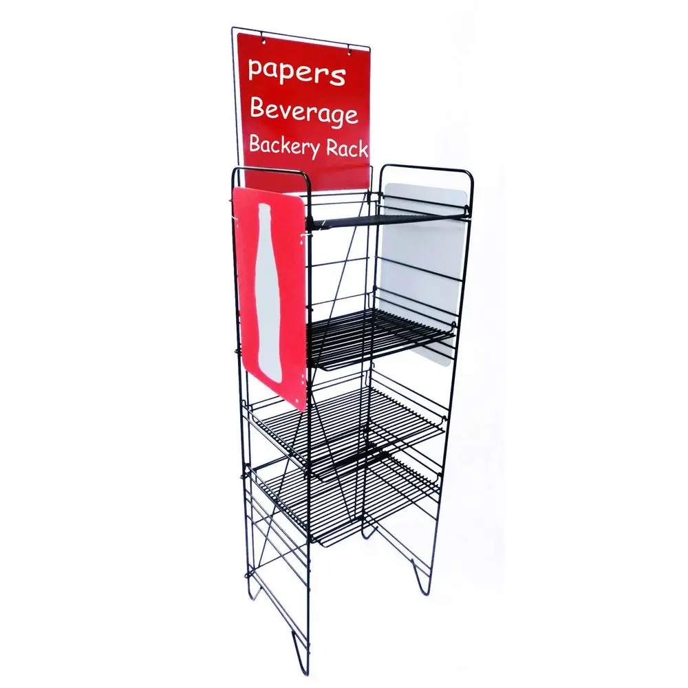 18 Wide Beverage Rack Wire Shelf 4 Level Magazine Newspaper Publication Stand Soda Packaged Goods Bakery 11490
18 Wide Beverage Rack Wire Shelf 4 Level Magazine Newspaper Publication Stand Soda Packaged Goods Bakery 11490