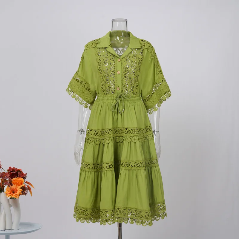 Real Shot Australian Light Luxury Lace Hollow Out Shirt Elastic Waist A-line Skirt Set Eight Colors
Real Shot Australian Light Luxury Lace Hollow Out Shirt Elastic Waist A-line Skirt Set Eight Colors