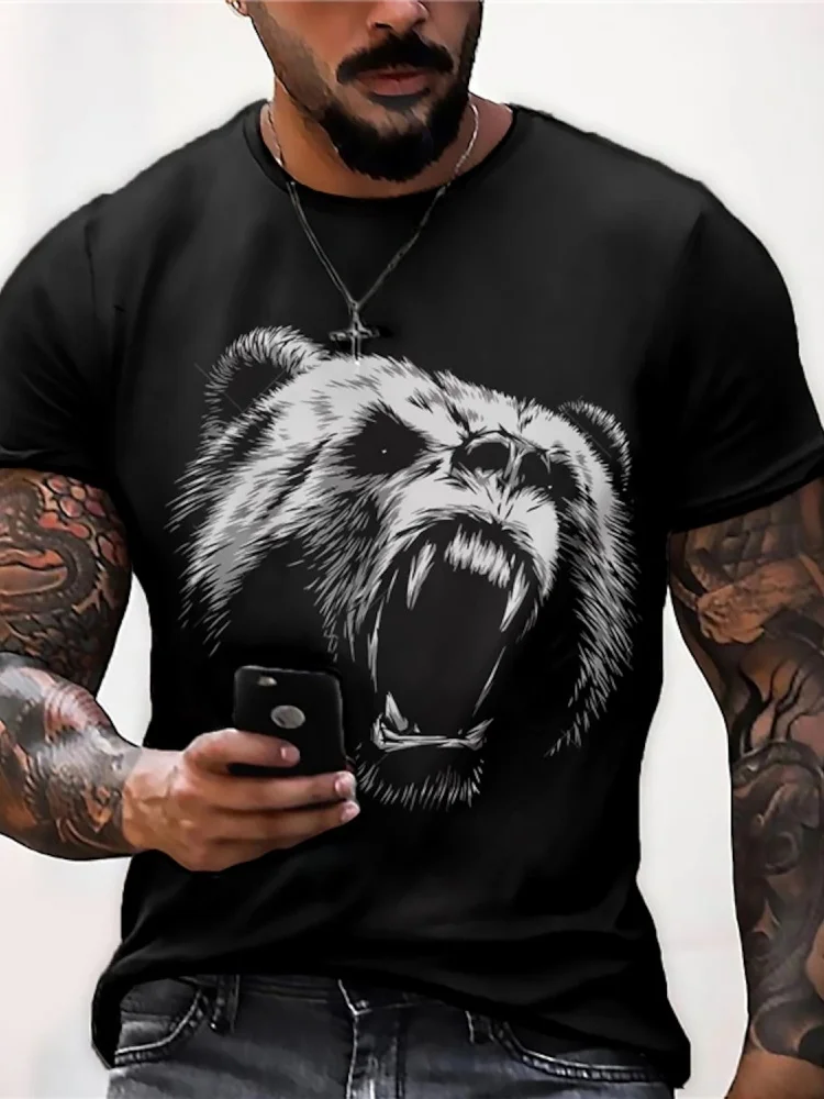 Animal Pattern Mens T-Shirt 3D Barbarian Bear Short Sleeve Fashion Personalized T-Shirt Loose Oversized T-Shirt Men's Clothing
Animal Pattern Mens T-Shirt 3D Barbarian Bear Short Sleeve Fashion Personalized T-Shirt Loose Oversized T-Shirt Men's Clothing