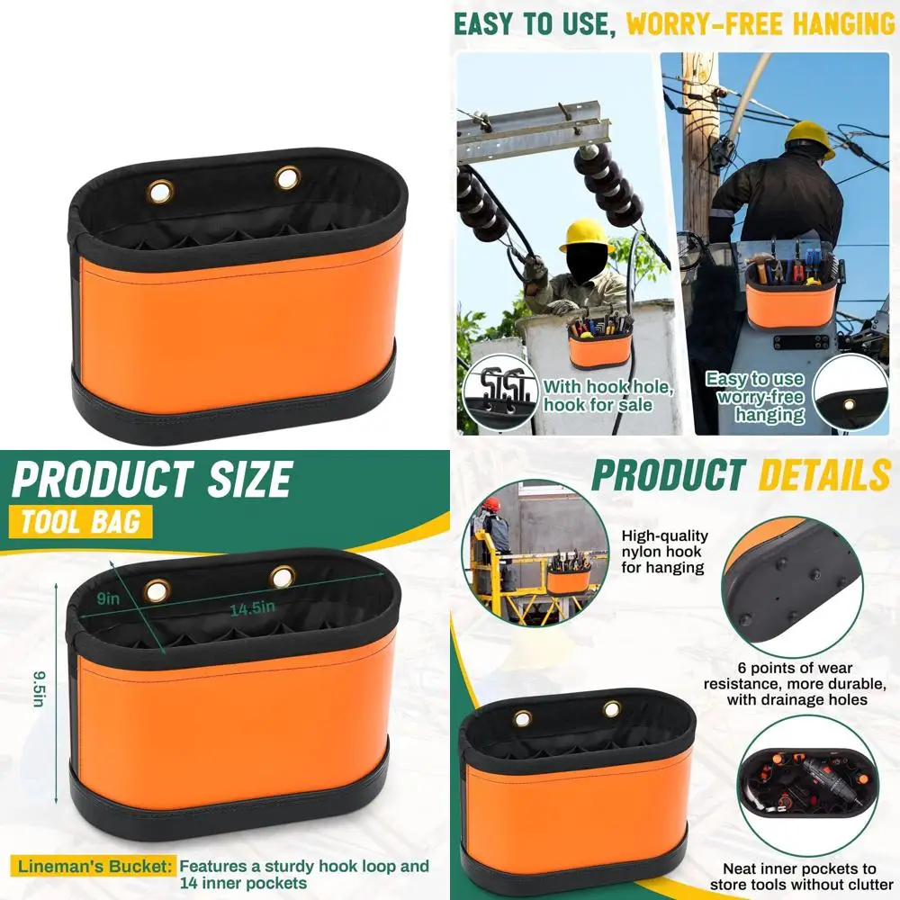 Сумка для инструментов электромонтера из полипропилена с 14 карманами, отверстиями для слива воды и крепления к крючкам для удобного хранения
Сумка для инструментов электромонтера из полипропилена с 14 карманами, отверстиями для слива воды и крепления к крючкам для удобного хранения