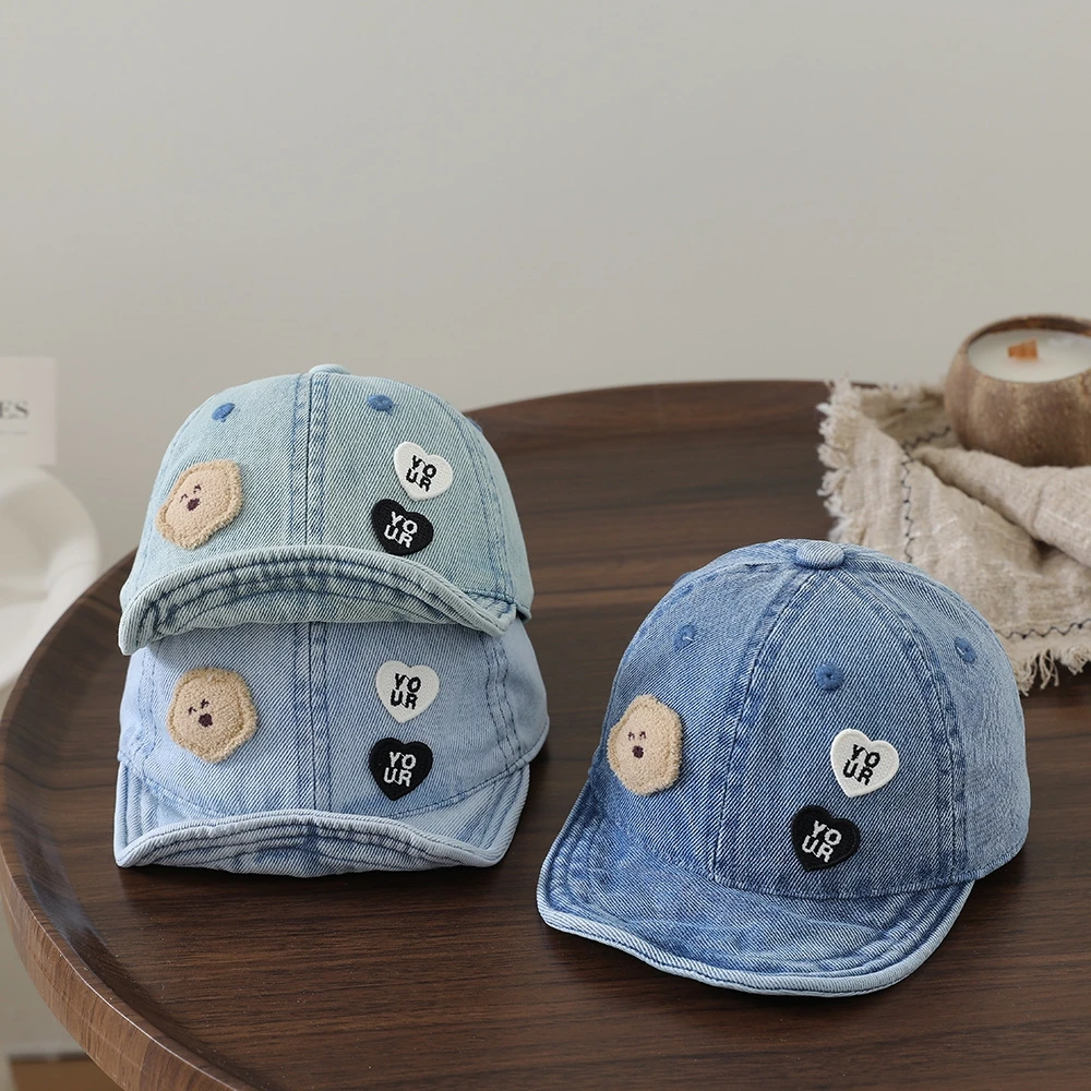 Lovely Heart Bear Turn-up Brim Denim Baby Baseball Cap New Spring Summer Sunhat Peaked Cap Boy Girl Snapback Caps Kid Hat 6-24M
Lovely Heart Bear Turn-up Brim Denim Baby Baseball Cap New Spring Summer Sunhat Peaked Cap Boy Girl Snapback Caps Kid Hat 6-24M