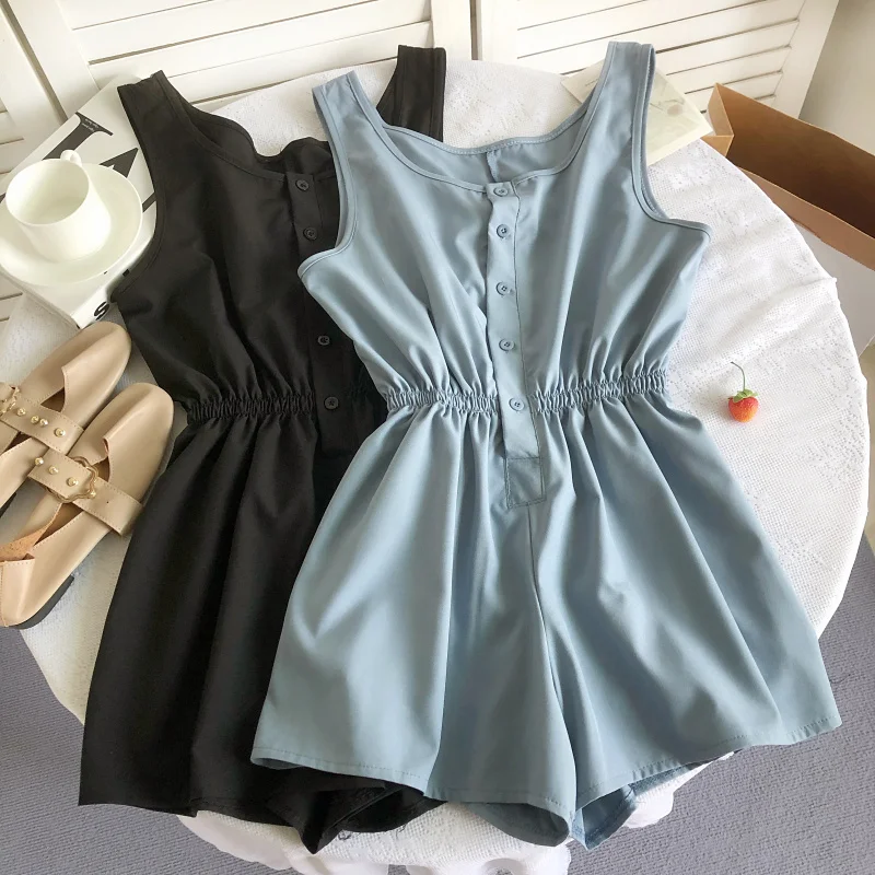 Beach Holiday temperament Rompers&Playsuits o neck button sleeveless elastic high waist wide leg jumpsuit shorts women Rompers
Beach Holiday temperament Rompers&Playsuits o neck button sleeveless elastic high waist wide leg jumpsuit shorts women Rompers
