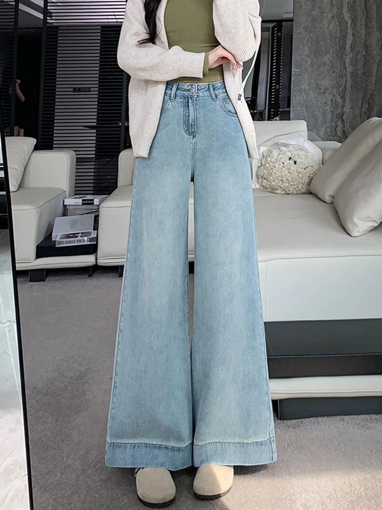Retro High Waist Wide Leg Blue Jeans Women's Spring Autumn Small Size Versatile Slimming Draping Floor-Length Micro Flared Pants
Retro High Waist Wide Leg Blue Jeans Women's Spring Autumn Small Size Versatile Slimming Draping Floor-Length Micro Flared Pants