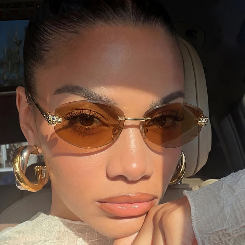 Rimless Hexagon Punk Sunglasses Women 2026 Luxury Designer Gold Leopard Head Outdoor Oval Sun Glasses Female Black Trendy Shades
Rimless Hexagon Punk Sunglasses Women 2026 Luxury Designer Gold Leopard Head Outdoor Oval Sun Glasses Female Black Trendy Shades