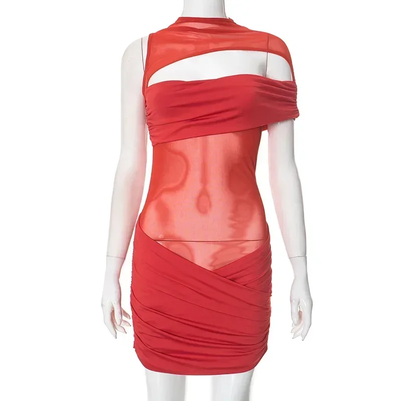 Mesh Patchwork Hollow Out Ruched Bodycon Mini Dress Women Sexy One Shoulder O-neck Short Sleeve Clubwear Birthday Party Outfits
Mesh Patchwork Hollow Out Ruched Bodycon Mini Dress Women Sexy One Shoulder O-neck Short Sleeve Clubwear Birthday Party Outfits