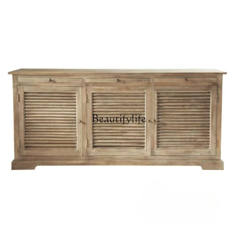 European American rural solid wood dining side cabinet French antique and old louver door entrance shoe cabinet
European American rural solid wood dining side cabinet French antique and old louver door entrance shoe cabinet