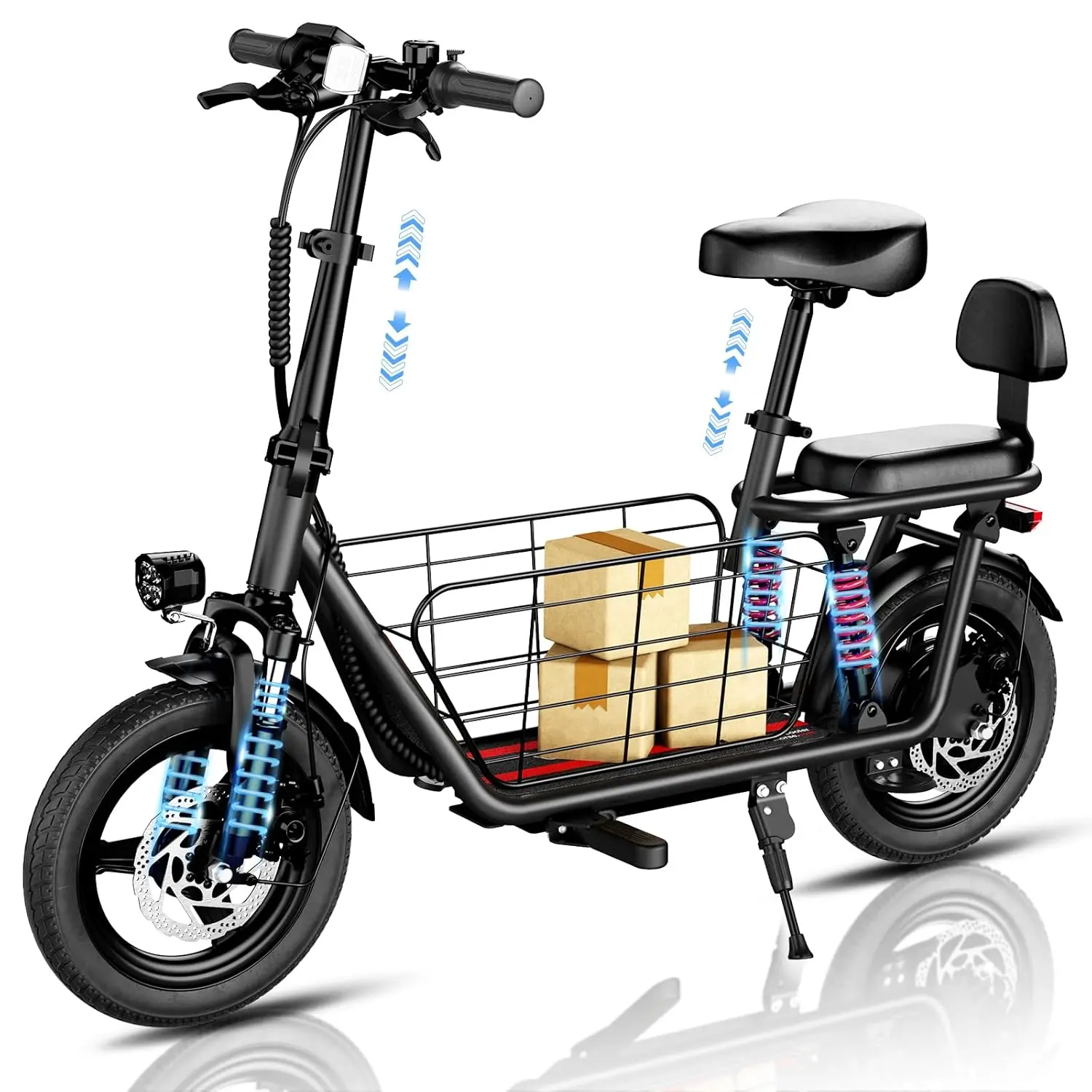 Электросамокат 14 дюймов с сиденьем и корзиной, запас хода 40 км, скорость 32 км/ч, пиковая мощность двигателя 850 Вт, двойной, настраиваемый
Электросамокат 14 дюймов с сиденьем и корзиной, запас хода 40 км, скорость 32 км/ч, пиковая мощность двигателя 850 Вт, двойной, настраиваемый