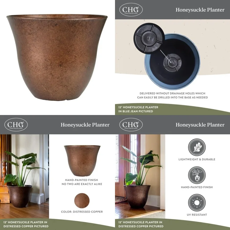 Classic Home and Garden Honeysuckle Resin Planters - Lightweight Indoor and Outdoor Plant Pots - UV-Resistant Plastic Flower Po
Classic Home and Garden Honeysuckle Resin Planters - Lightweight Indoor and Outdoor Plant Pots - UV-Resistant Plastic Flower Po