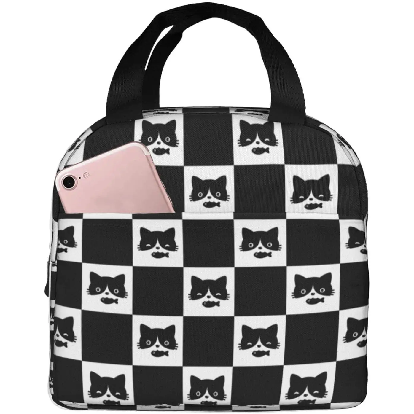 Cat Black And White Plaid Background Lunch Bag Compact Tote Bag Cat Kitten Checkered Reusable Lunch Box Container For Women Men
Cat Black And White Plaid Background Lunch Bag Compact Tote Bag Cat Kitten Checkered Reusable Lunch Box Container For Women Men