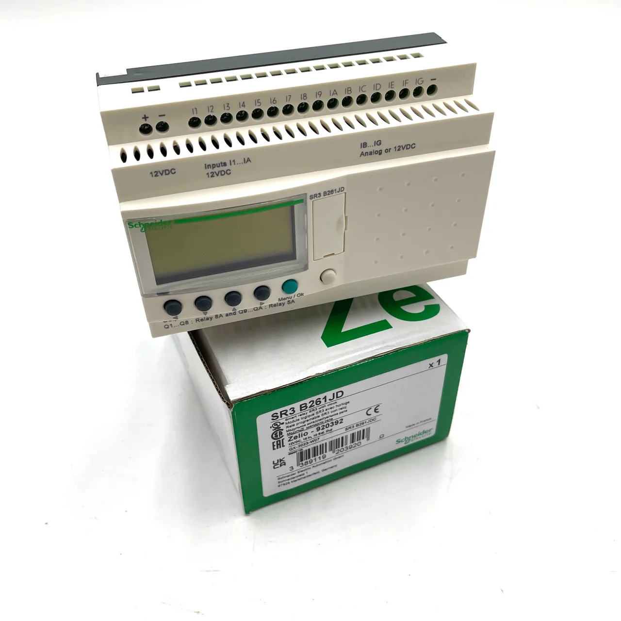 Modular smart relay Zelio Logic - 26 I O - 12V DC - clock - display SR3B261JD
Modular smart relay Zelio Logic - 26 I O - 12V DC - clock - display SR3B261JD