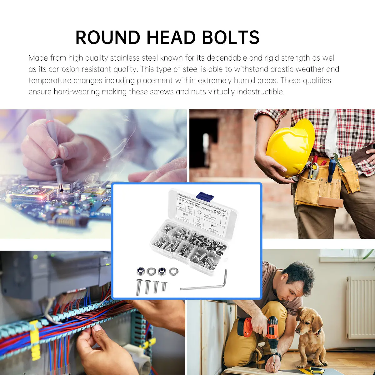 130pcs Stainless Steel Round Head Hexagon Socket Screw Kit Transparent Case Durable Screws Bolts Nuts Assortment Fasteners
130pcs Stainless Steel Round Head Hexagon Socket Screw Kit Transparent Case Durable Screws Bolts Nuts Assortment Fasteners