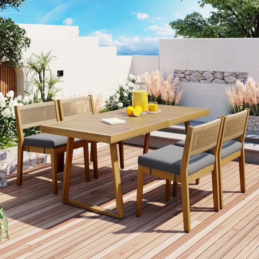 U_Style Multiperson Outdoor Acacia Wood Dining Table and Chair Set Thick Cushions Suitable for Balcony Vourtyard and Garden.
U_Style Multiperson Outdoor Acacia Wood Dining Table and Chair Set Thick Cushions Suitable for Balcony Vourtyard and Garden.
