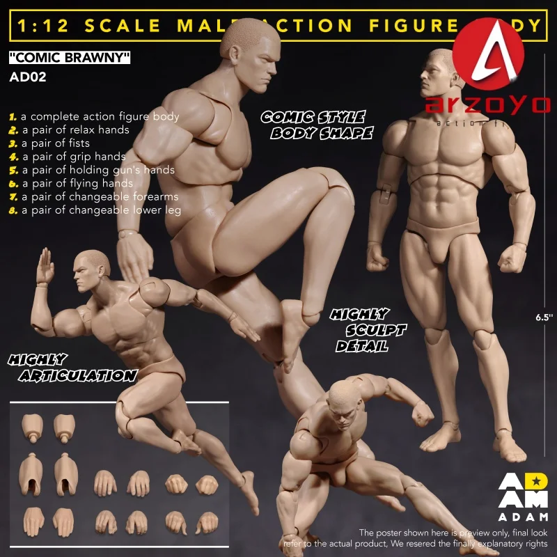 ADAM AD02 1/12 Male Body Strong Comic Hero Joint Body 6.5'' Male Soldier Collectible Action Figure Model
ADAM AD02 1/12 Male Body Strong Comic Hero Joint Body 6.5'' Male Soldier Collectible Action Figure Model