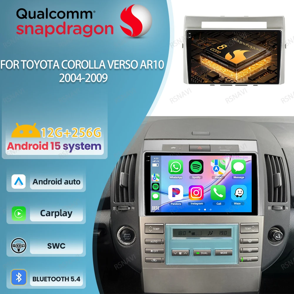 Car Radio Android 15 For Toyota Corolla Verso AR10 2004-2009 Stereo GPS Multimedia Navigation Viedo Player Autoradio 5G WIFI DVD
Car Radio Android 15 For Toyota Corolla Verso AR10 2004-2009 Stereo GPS Multimedia Navigation Viedo Player Autoradio 5G WIFI DVD