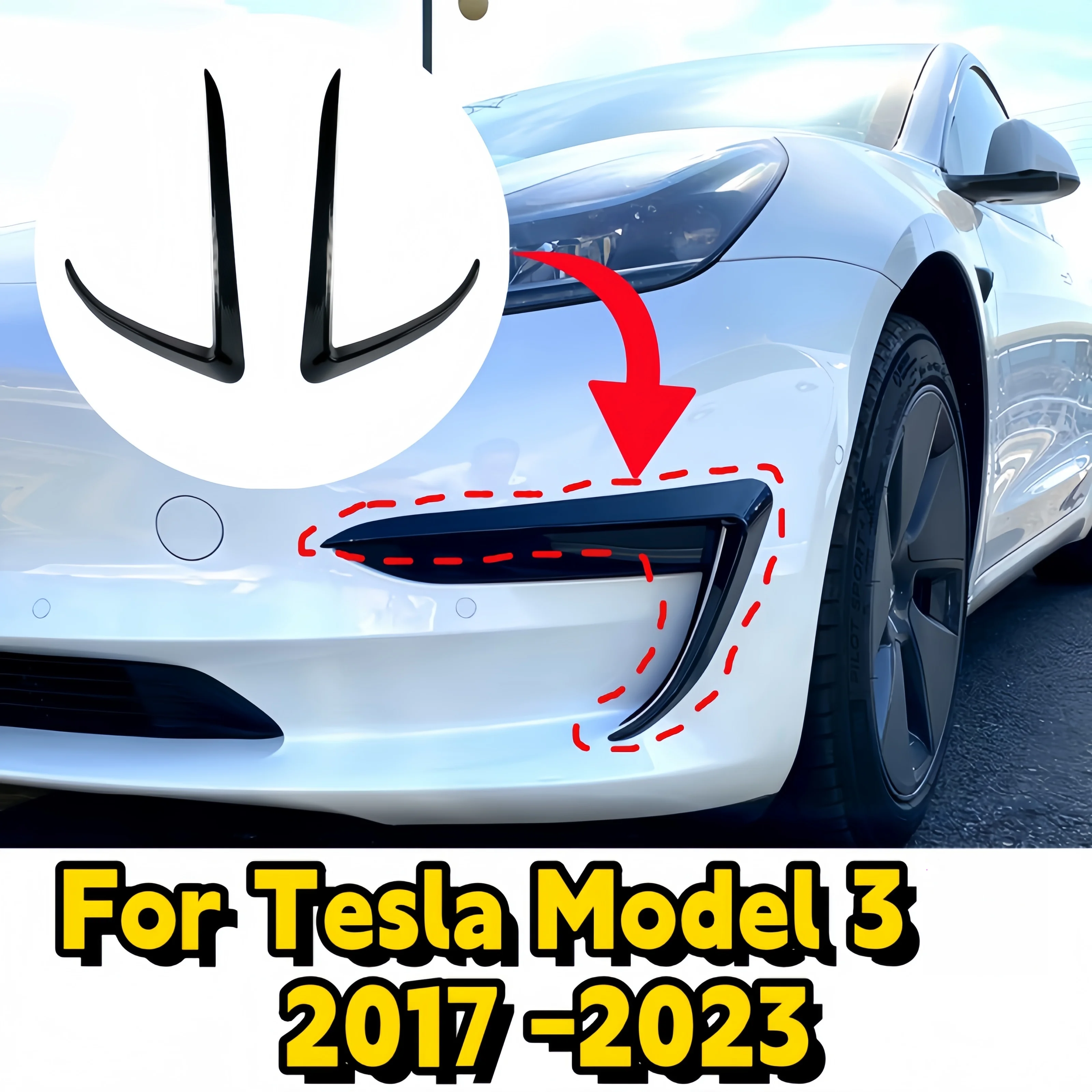 For Tesla Model 3 2017 2018 2019-2023 Glossy Black/Carbon Look Car Front Bumper Fog Light Frame Spoiler Decoration Body Kit
For Tesla Model 3 2017 2018 2019-2023 Glossy Black/Carbon Look Car Front Bumper Fog Light Frame Spoiler Decoration Body Kit