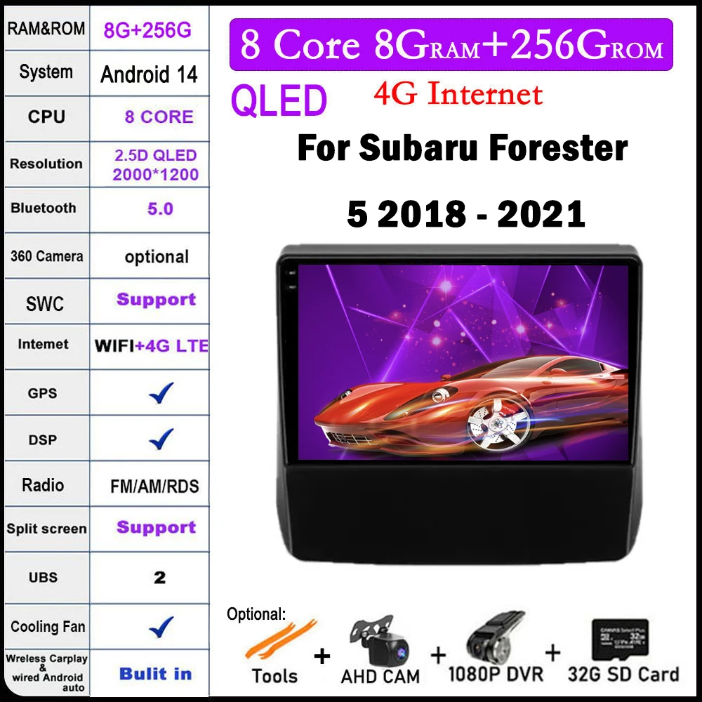 QLED IPS 9 lnch Android 14 для Subaru Forester 5 2018-2021 Автомобильный радиоприемник Мультимедийный видеоплеер Навигация GPS
QLED IPS 9 lnch Android 14 для Subaru Forester 5 2018-2021 Автомобильный радиоприемник Мультимедийный видеоплеер Навигация GPS