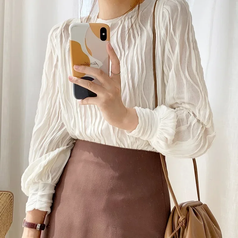 Fashion Women's Round Neck Pleated Solid Color Shirt Women 2024 Spring and Autumn New Loose Hedging Fashion Temperament Top
Fashion Women's Round Neck Pleated Solid Color Shirt Women 2024 Spring and Autumn New Loose Hedging Fashion Temperament Top