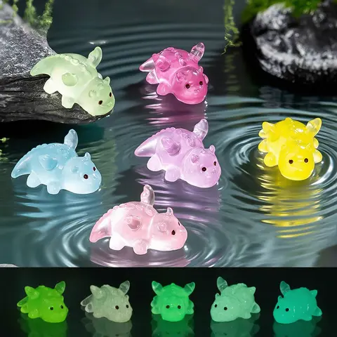 10/20/50pcs Cute Small Dinosaur Car Ornaments Night Glowing Luminous Garden Fairy Decor Home Glow At Night Ornament Decoration