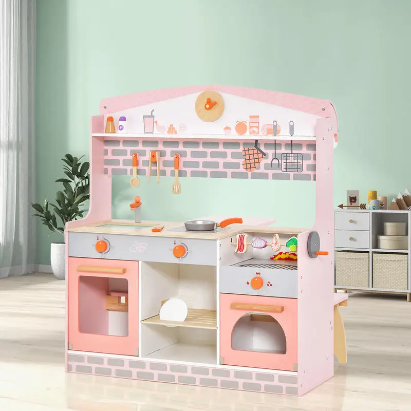 Double-Sided Kids Play Kitchen Set with Canopy and 2 Seats
Double-Sided Kids Play Kitchen Set with Canopy and 2 Seats
