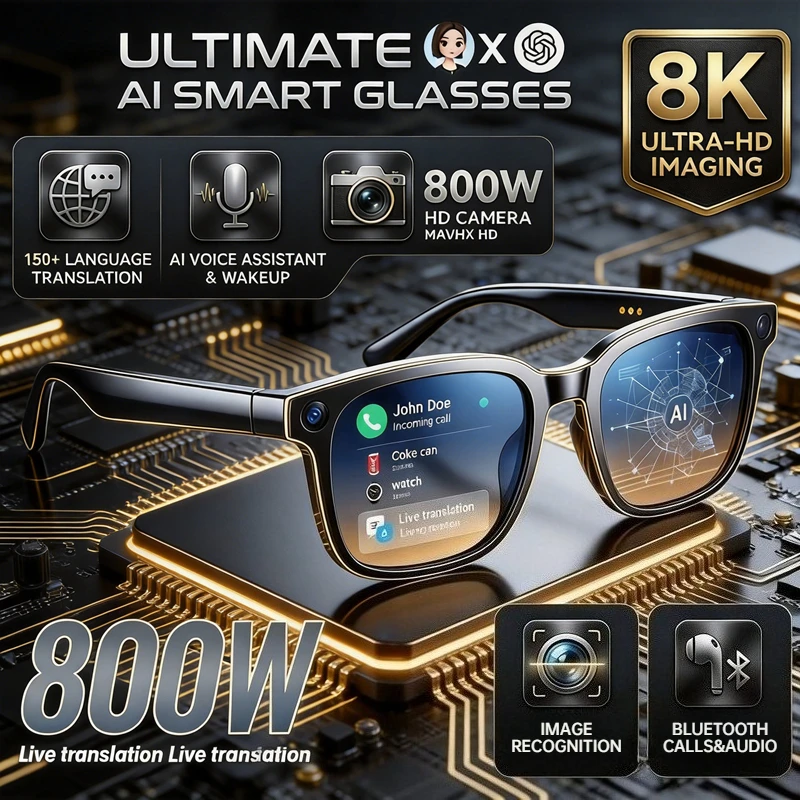 AIMB-S1 AI Smart Glasses 5MP HD Camera Video Recording Bluetooth Call Music Player Audio Real-time Translation Sunglasses
AIMB-S1 AI Smart Glasses 5MP HD Camera Video Recording Bluetooth Call Music Player Audio Real-time Translation Sunglasses