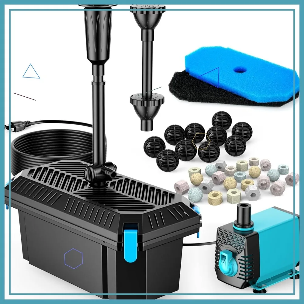660GPH Pond Filter with Pump & Fountain Kit for Outdoor Koi Ponds, Clear Water & Add Water Features
660GPH Pond Filter with Pump & Fountain Kit for Outdoor Koi Ponds, Clear Water & Add Water Features