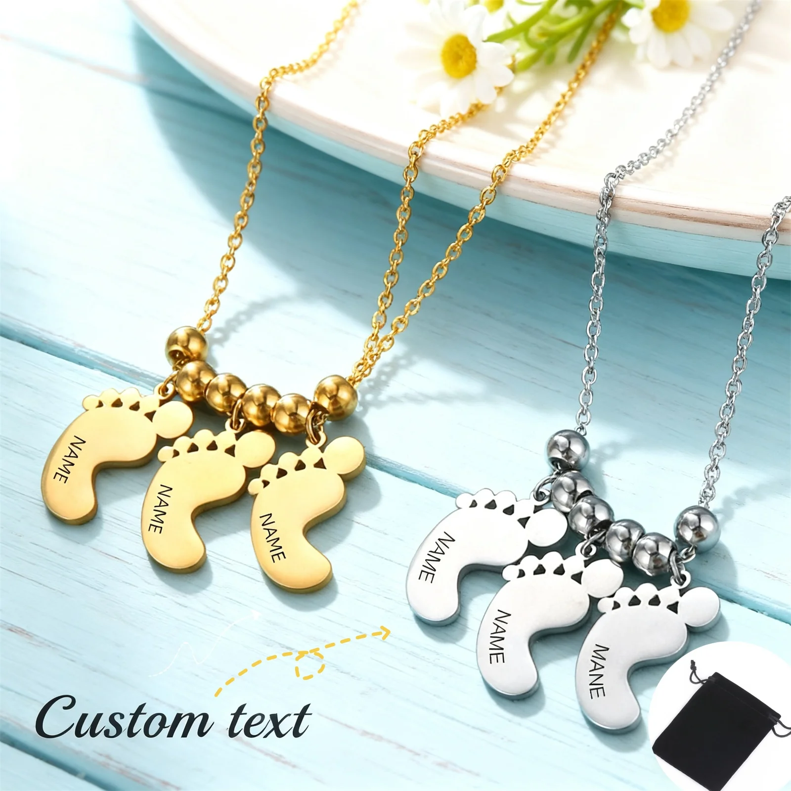 Customized Name Text Date Foot Necklace Stainless Steel Carving Name Date Letter Family Necklace Jewelry Gifts
Customized Name Text Date Foot Necklace Stainless Steel Carving Name Date Letter Family Necklace Jewelry Gifts