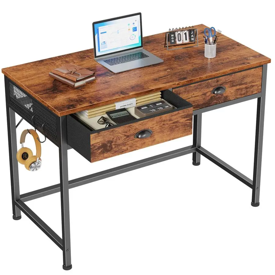 Small Computer Desk with 2 Fabric Drawers - 40-Inch Simple Design with Hooks for Home Office
Small Computer Desk with 2 Fabric Drawers - 40-Inch Simple Design with Hooks for Home Office
