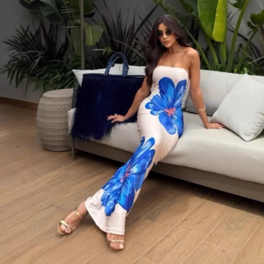 【New Arrival】Floral Print Strapless Maxi Dress, Bodycon Flared Hem for Women
【New Arrival】Floral Print Strapless Maxi Dress, Bodycon Flared Hem for Women