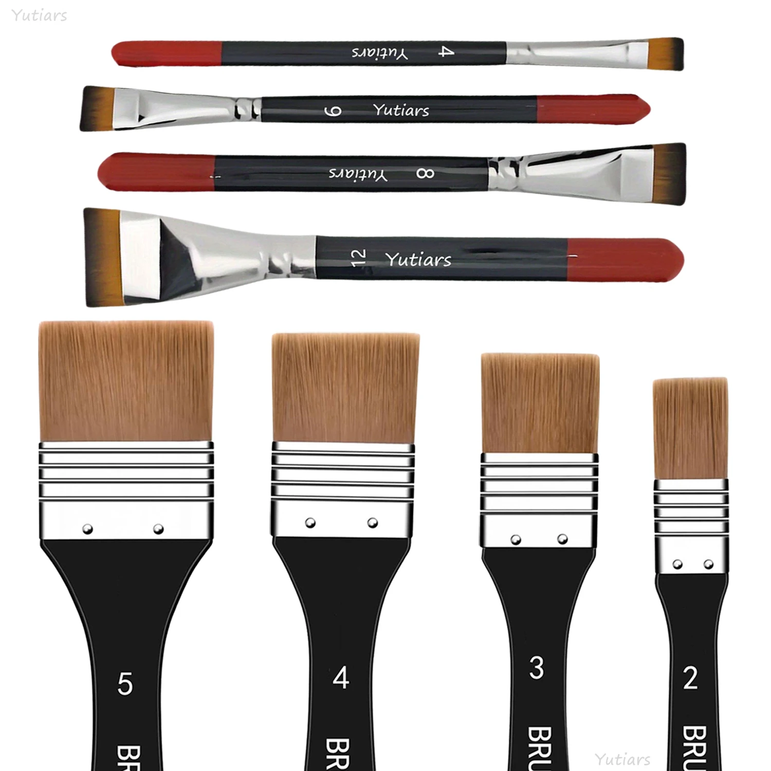 Yutiars 4+4 Paint Brushes Combo Set, Lacquer Art Brushes&Wide Flat Nylon Brushes for Acrylic,Oil,Watercolor and Gesso Painting
Yutiars 4+4 Paint Brushes Combo Set, Lacquer Art Brushes&Wide Flat Nylon Brushes for Acrylic,Oil,Watercolor and Gesso Painting
