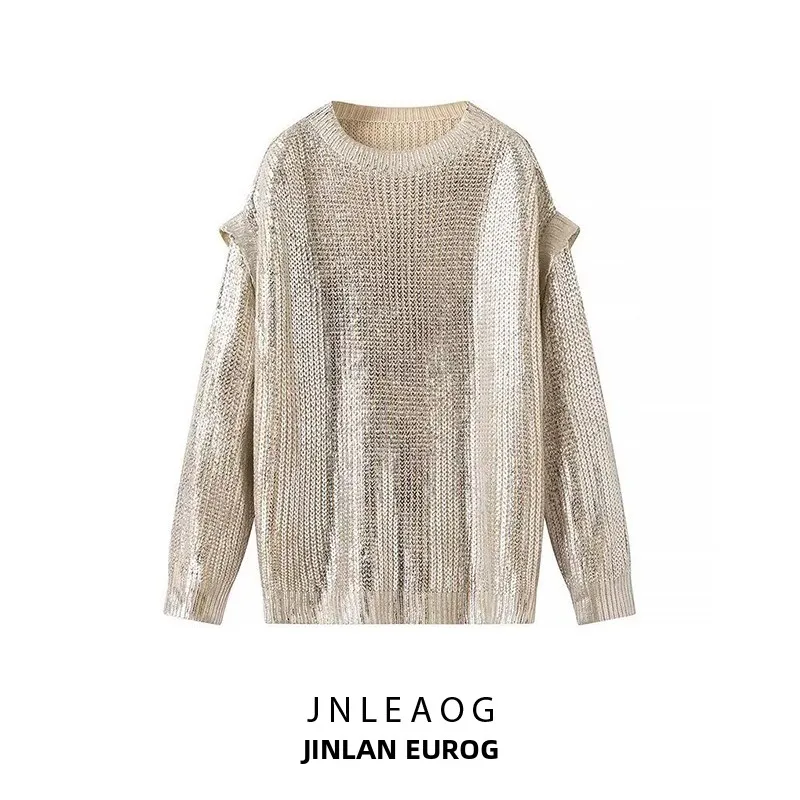 JNLEAOG Faionable Metal Collar Oversized Long Sve Women's Sweater Street Sle round Ne Pullover Autumn New Arrival
JNLEAOG Faionable Metal Collar Oversized Long Sve Women's Sweater Street Sle round Ne Pullover Autumn New Arrival