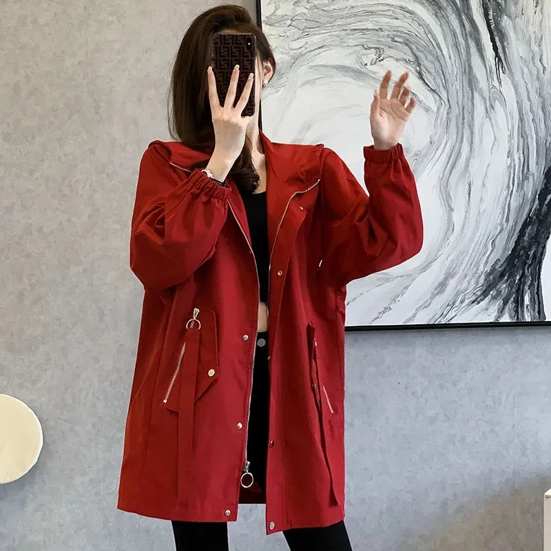 Spring Autumn Trench Coat Women Fashion Korean Mid-Long Hooded Loose Casual Woman Coat Overcoat Windbreaker Female Outerwear
Spring Autumn Trench Coat Women Fashion Korean Mid-Long Hooded Loose Casual Woman Coat Overcoat Windbreaker Female Outerwear