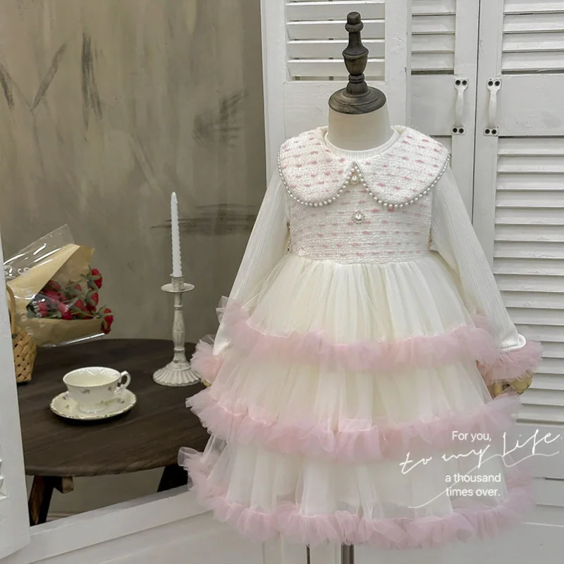 A.2025Весна и осень для девочек, новый модный жилет в горошек, кукольный воротник, платье принцессы с розовыми краями
A.2025Весна и осень для девочек, новый модный жилет в горошек, кукольный воротник, платье принцессы с розовыми краями