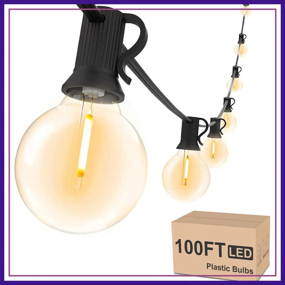 100FT Outdoor String Lights with 52 Shatterproof G40 Bulbs, Dimmable Patio Lighting for Bistro Backyard Cafe
100FT Outdoor String Lights with 52 Shatterproof G40 Bulbs, Dimmable Patio Lighting for Bistro Backyard Cafe