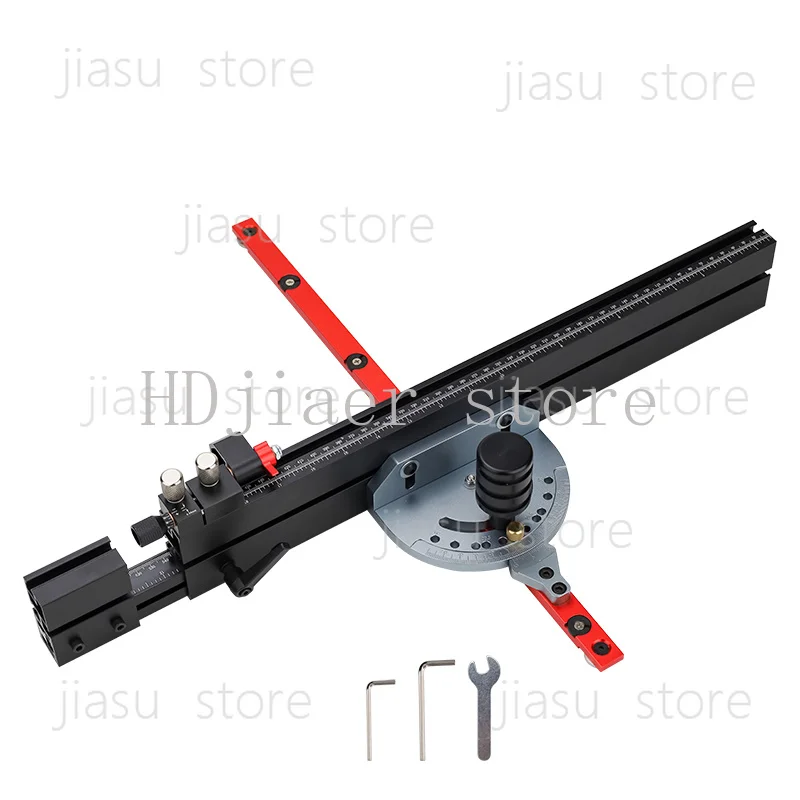 Woodworking Table Saw Push Handle - Adjustable Angle Miter Push Ruler, Fits 19MM Chute & 3/4 Slide Raill