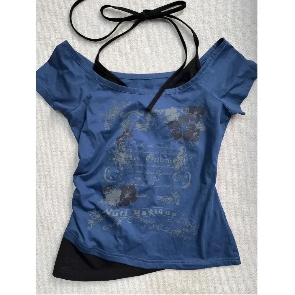 American Vintage Off Shoulder Short Sleeved T-shirts for Women Slim Fit Fake Two Pieces Halter Top High Street Trendy Crop Top
American Vintage Off Shoulder Short Sleeved T-shirts for Women Slim Fit Fake Two Pieces Halter Top High Street Trendy Crop Top