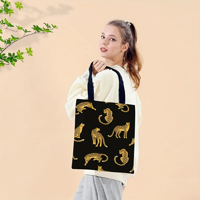 2026 Summer Animal Print Tote Bag, Stylish Golden Leopard Silhouette Eco Friendly Lightweight Daily Shopping Bag
2026 Summer Animal Print Tote Bag, Stylish Golden Leopard Silhouette Eco Friendly Lightweight Daily Shopping Bag