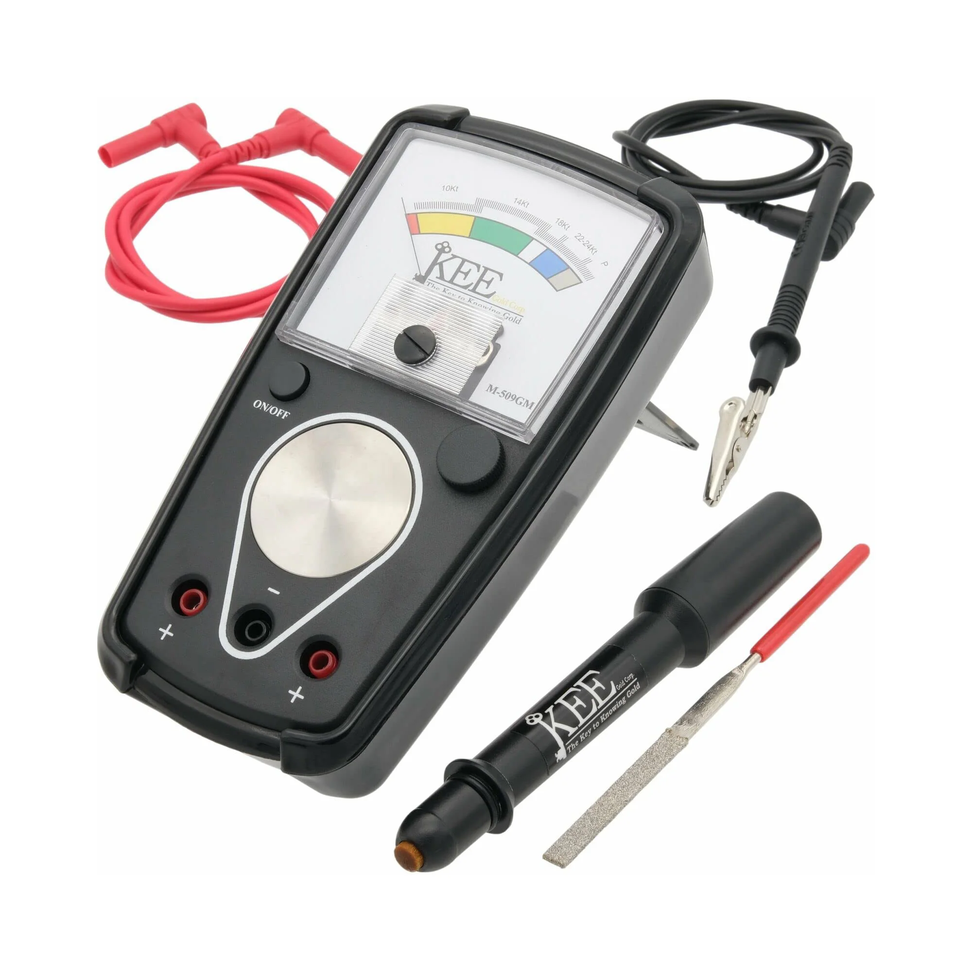 Портативный тестер золота KEE с большим аналоговым циферблатом 10–24 карата, комплект для тестирования золотой платины Karat
Портативный тестер золота KEE с большим аналоговым циферблатом 10–24 карата, комплект для тестирования золотой платины Karat