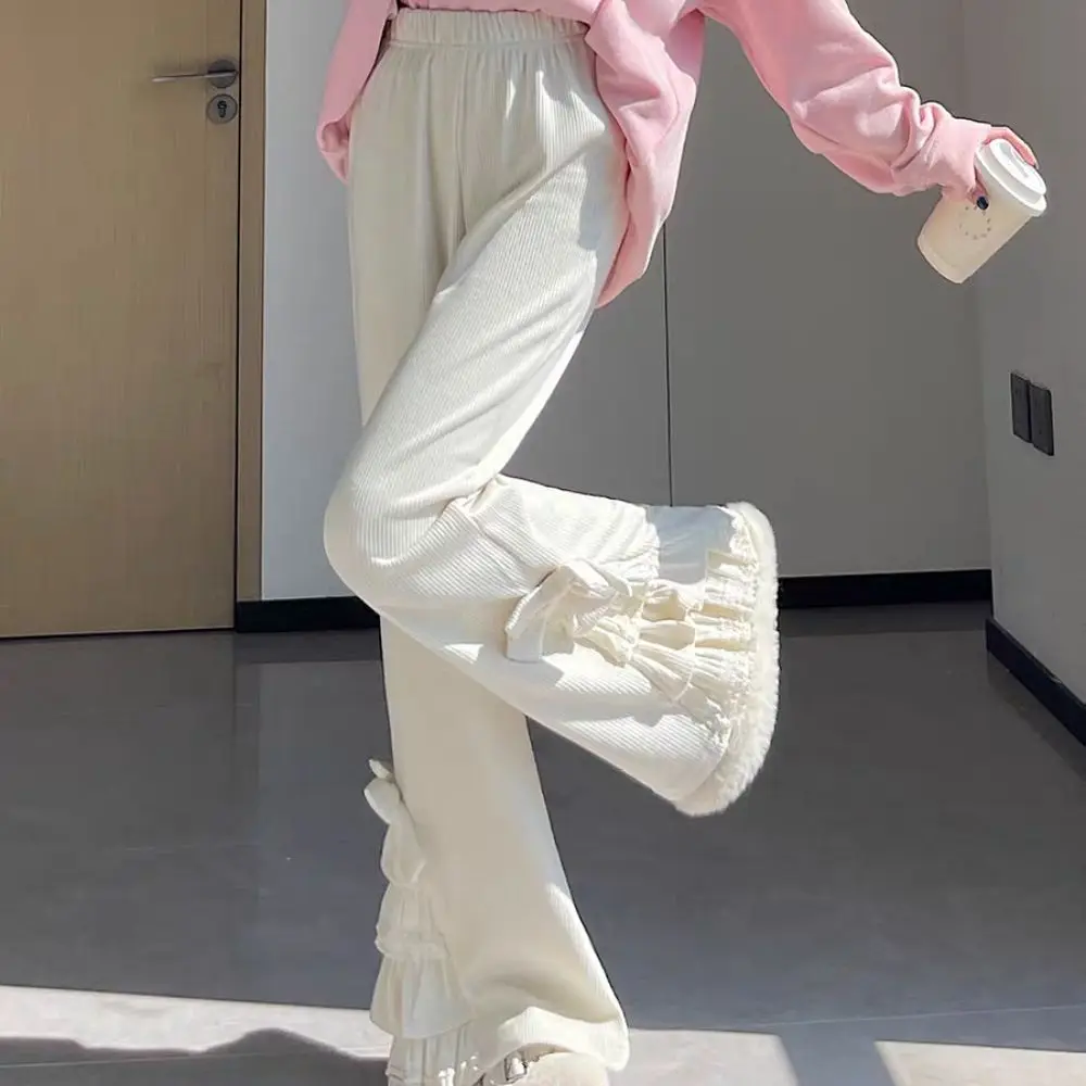 Y2k Young Women Corduroy Micro Flared Pants Baggy Casual Lace Bow Flared Pants Sweet High Waist Winter Thick Warm Pants Lady
Y2k Young Women Corduroy Micro Flared Pants Baggy Casual Lace Bow Flared Pants Sweet High Waist Winter Thick Warm Pants Lady