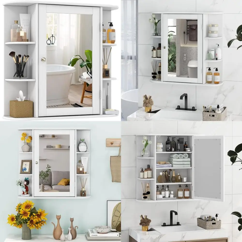 Wall-Mounted Storage Cabinet for Bathroom with Mirror and Adjustable Shelves
Wall-Mounted Storage Cabinet for Bathroom with Mirror and Adjustable Shelves