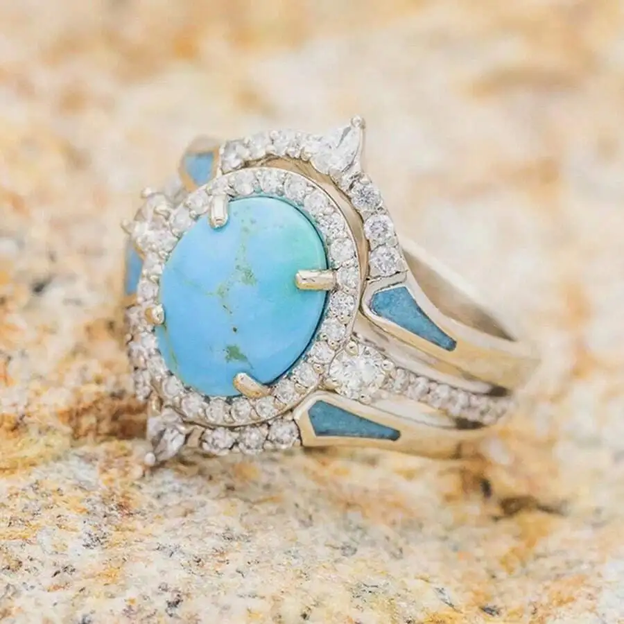 Womens Alloy Turquoise Pave Ring Fashion Stackable Adjustable Comfort Fit For Engagement
Womens Alloy Turquoise Pave Ring Fashion Stackable Adjustable Comfort Fit For Engagement