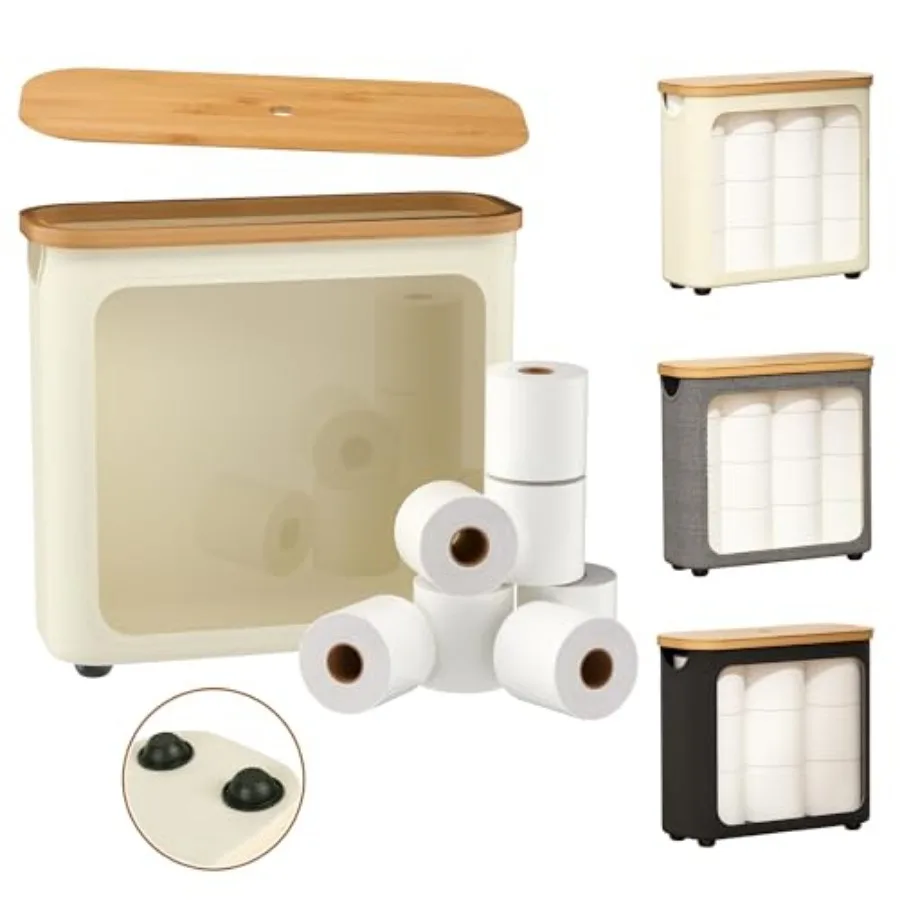 Toilet Paper Storage with Bamboo Lid, Foldable Basket Organizer for Bathroom, Holds 9 Mega/12 Regular Rolls, Waterproof Toilet
Toilet Paper Storage with Bamboo Lid, Foldable Basket Organizer for Bathroom, Holds 9 Mega/12 Regular Rolls, Waterproof Toilet